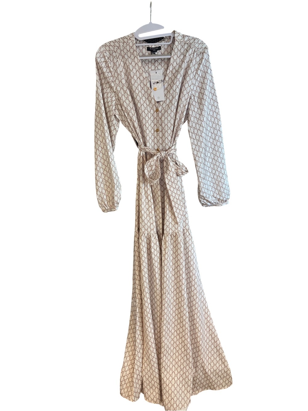 Marciano By Guess NWT Giselle Monogram Dress Macadamia/Mlk  Size 8 - Picture 2 of 7